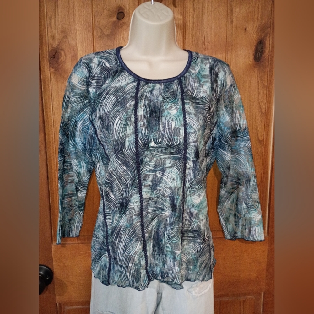 Studio Blue and Green Swirl Top